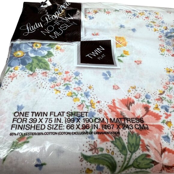 Lady Pepperell Sheet Twin Flat Stephanie Cottage Floral Cotton Blend New Vintage - Picture 2 of 7